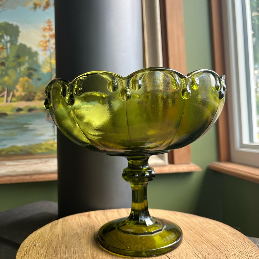 Avocado Indiana Compote Pedestal Bowl